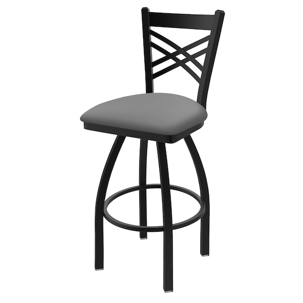 25" Swivel Counter Stool, Black Wrinkle, Canter Grey Seat